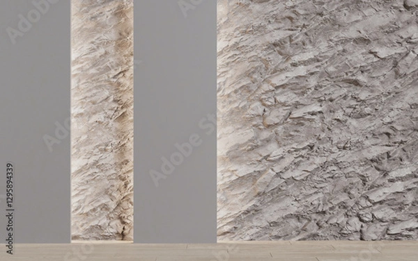 Fototapeta Decorative wall in an empty room. Background. 3d render