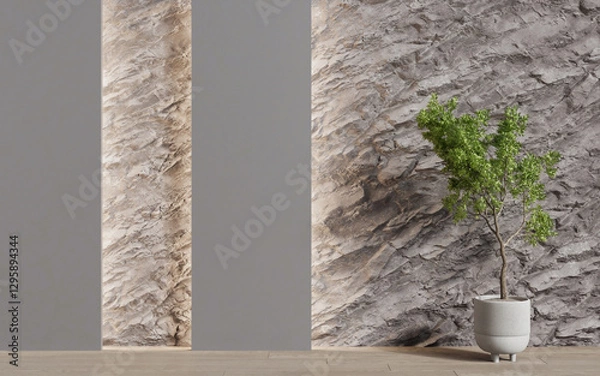Fototapeta Decorative wall in an empty room. Background. 3d render