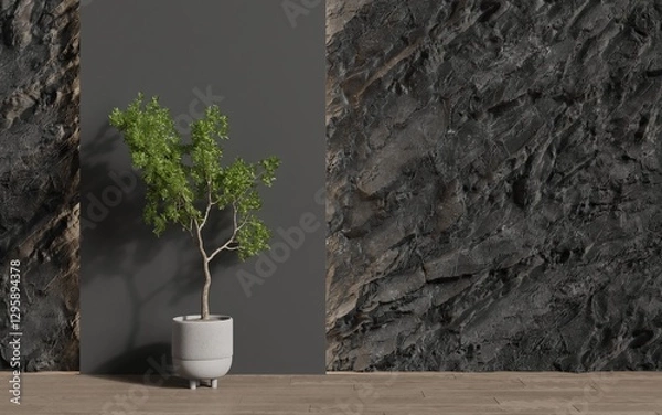 Fototapeta Decorative wall in an empty room. Background. 3d render