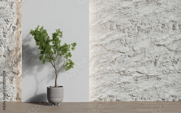 Fototapeta Decorative wall in an empty room. Background. 3d render