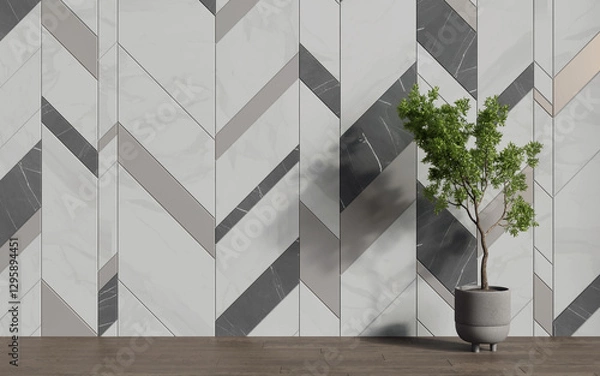 Fototapeta Decorative wall in an empty room. Background. 3d render