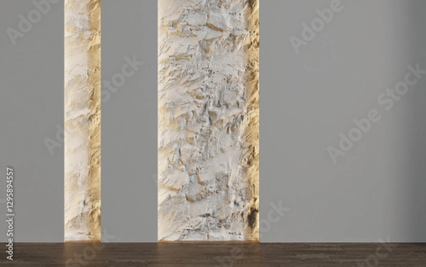 Fototapeta Decorative wall in an empty room. Background. 3d render