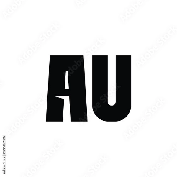 Fototapeta AU monogram logo design letter text name symbol monochrome logotype alphabet character simple logo