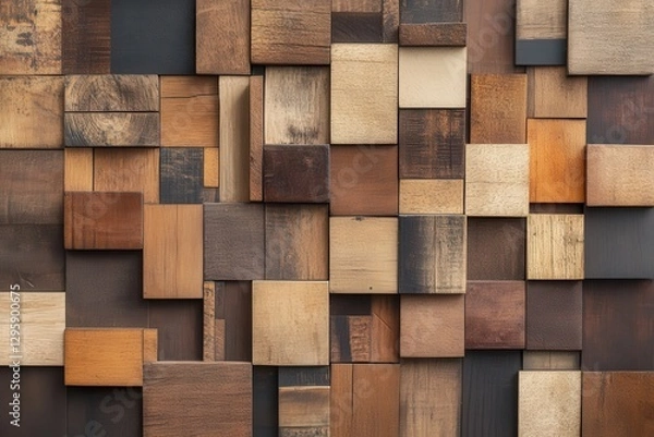 Fototapeta Rustic wood blocks wall texture background design