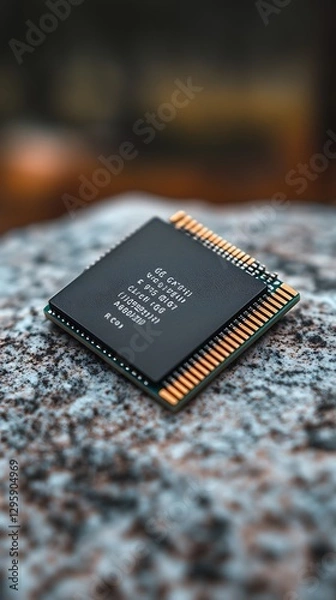 Fototapeta Chip on Rock, Nature Background, Technology Concept