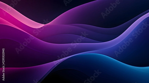 Obraz A digital art piece featuring abstract shapes in purple and blue
