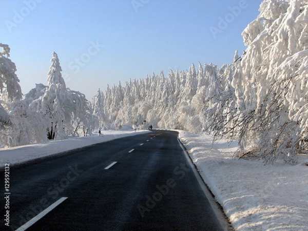Obraz Straße durch Winterlandschaft