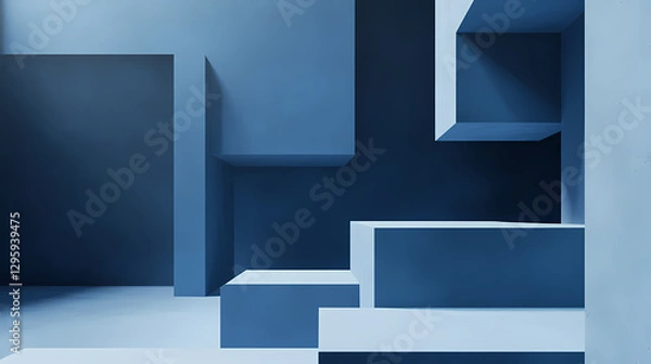 Fototapeta Abstract Blue Cubes in Geometric Art