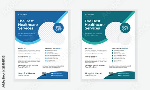 Obraz Modern healthcare and medical flyer or poster design layout, leaflets decoration for printing and presentation vector,cover a4 template design.