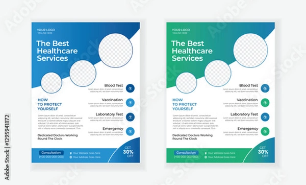 Fototapeta Modern healthcare and medical flyer or poster design layout, leaflets decoration for printing and presentation vector,cover a4 template design.
