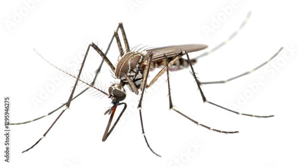Obraz Asian tiger mosquito with transparent background biting and spreading disease