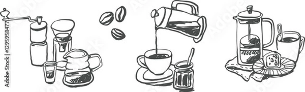 Obraz Hand-drawn coffee illustrations, hand sketched design