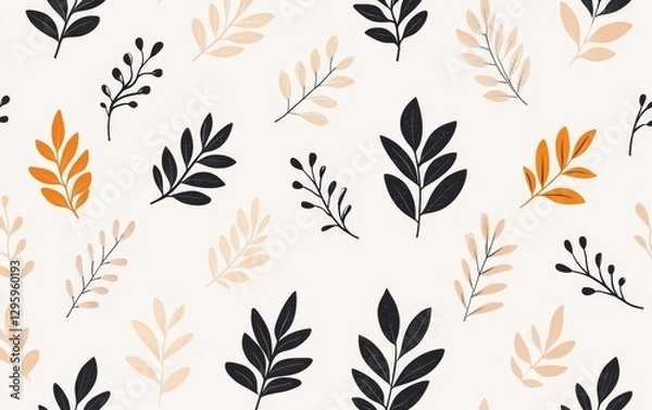 Fototapeta Seamless bouquet, leaf pattern, carved pattern