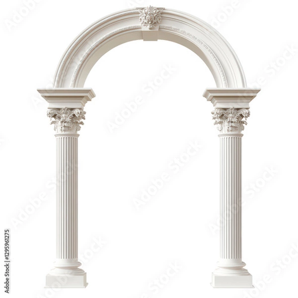Obraz Classic column arch isolated on white background