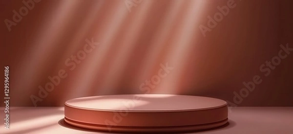Obraz Elegant Matte Terracotta Podium With Soft Light Beams In Minimalist Interior