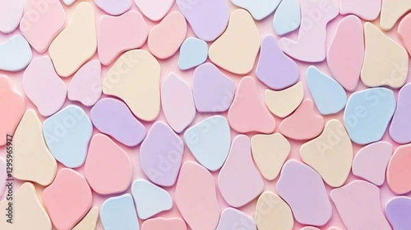 Fototapeta Abstract Soft Pastel Pebbles With Organic Shapes In A Minimalist Aesthetic Composition