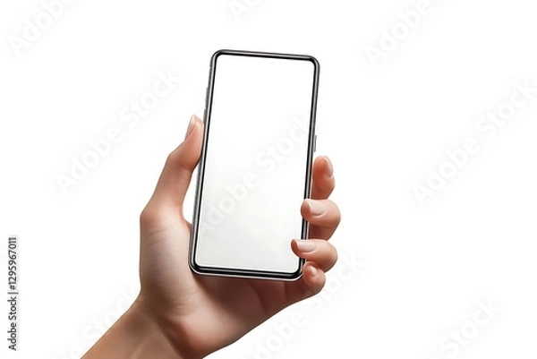 Fototapeta Hand holding smartphone with blank screen.