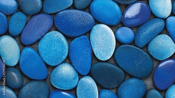 Obraz Vibrant Blue Pebbles Arranged In A Textured Pattern Creating A Bold And Striking Visual Composition