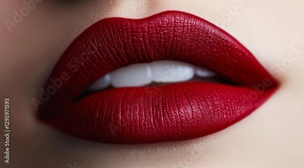 Obraz Female bright red lips.