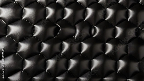 Fototapeta AI GENERATE, view of black leather with pattern, purpose for background