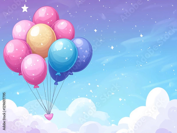 Fototapeta Holiday cheer card or poster with balloon details