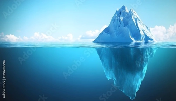 Obraz Dramatic iceberg shows only the tip with most underwater