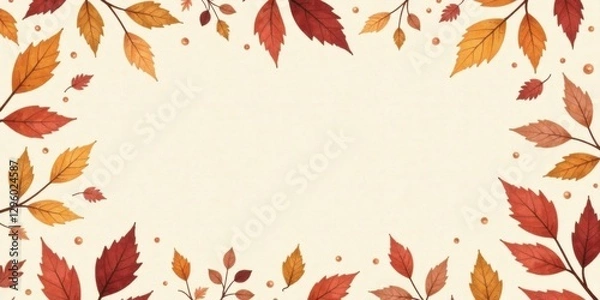 Fototapeta Autumnal Foliage Frame  A Charming Illustration Featuring Vibrant Fall Leaves for Seasonal Designs and Projects