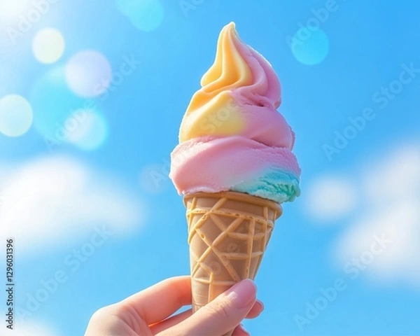 Obraz pastel ice cream summer, aesthetic dessert photography