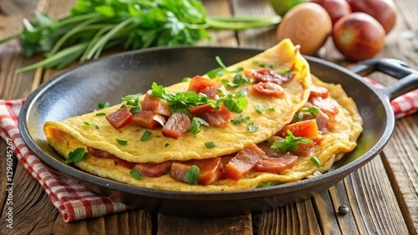 Obraz Omelette with Bacon and Fresh Parsley
