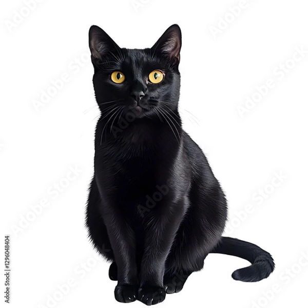 Obraz A black cat Isolated on white background