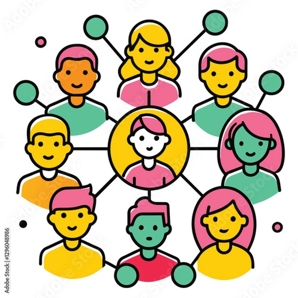 Fototapeta  networking people  vector colorful illustration