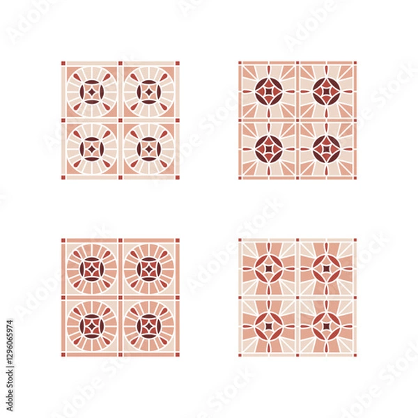 Obraz Mosaik seamless pattern. Modern outline shape geometric flowers pattern. Floral tile design element.