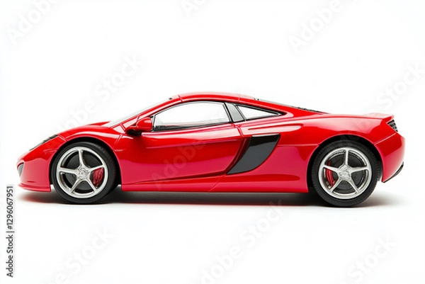 Fototapeta Side view of Supercar, Car, miniature vehicle model, isolated on white