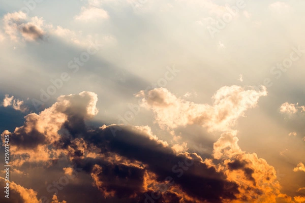Fototapeta colorful dramatic sky with cloud at sunset