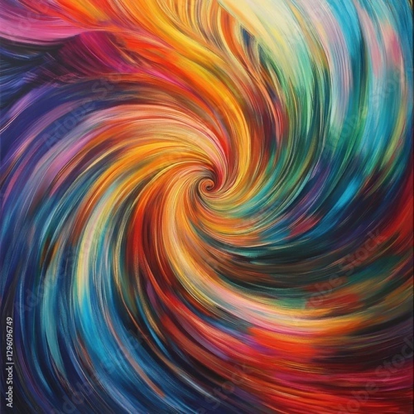 Fototapeta A colorful swirl of paint with a rainbow of colors. The painting is abstract and has a sense of movement and energy