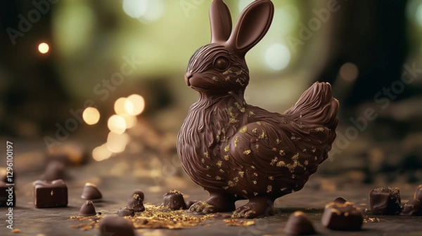 Fototapeta Rabbit Hen in an enchanted forest
