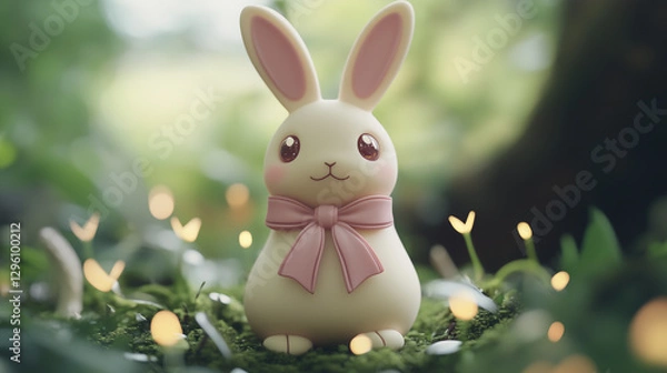 Fototapeta Bunny in the middle of an enchanted forest