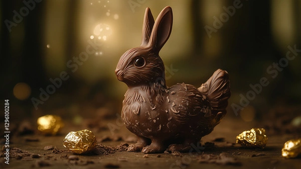 Fototapeta Rabbit Hen in an enchanted forest