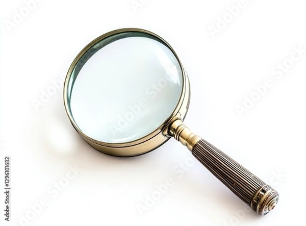 Fototapeta Antique magnifying glass on white background