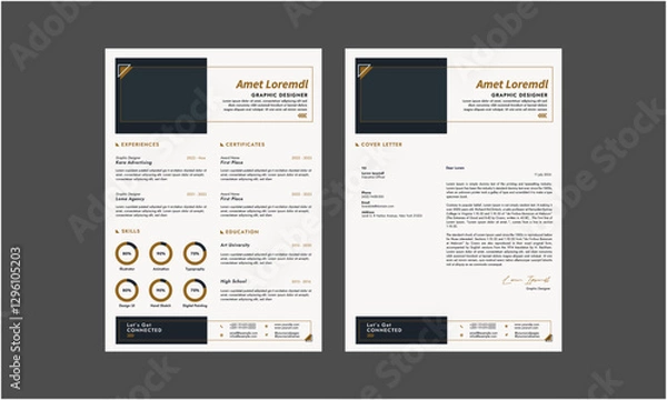 Fototapeta Business CV template. Minimalistic resume layout with work experience, education and skills fields vector set of minimalist elegant layout illustration