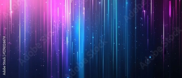 Fototapeta Abstract background with glowing neon lines and particles in blue and pink, creating a futuristic and dynamic digital space Concept of technology, energy, and innovation