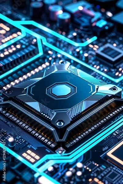 Obraz highly_futuristic_CPU_placed_on_an_advan