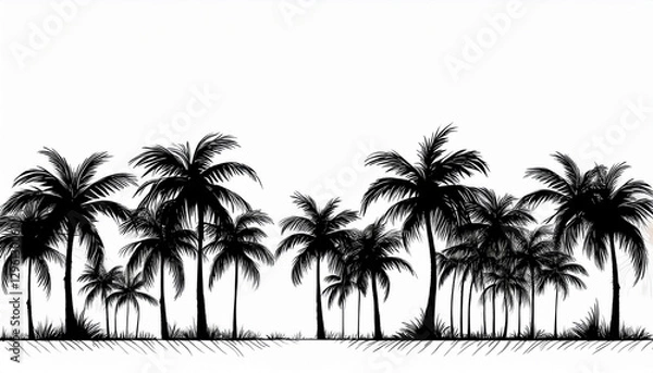 Fototapeta Trees illustration sketch isolated on white background, part 18