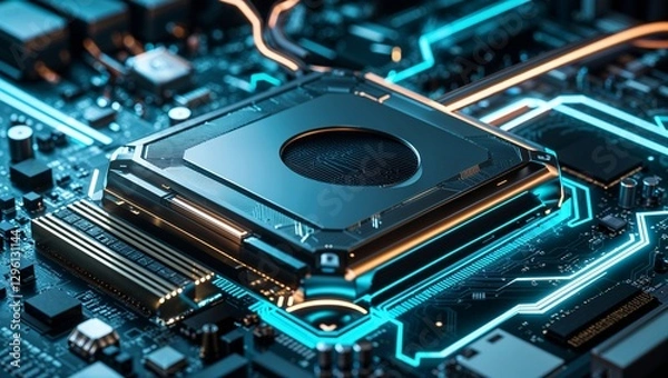 Obraz highly_futuristic_CPU_placed_on_an_advan