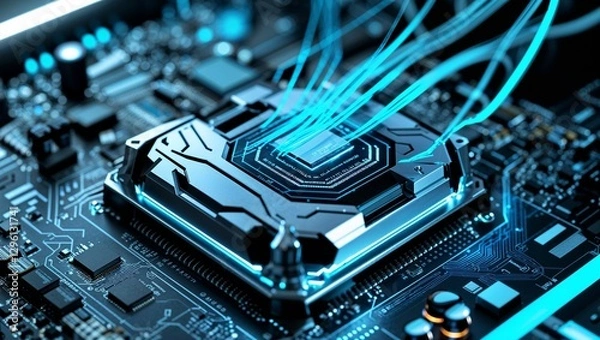 Obraz highly_futuristic_CPU_placed_on_an_advan