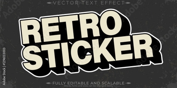 Fototapeta Retro sticker text effect, editable 70s and 80s text style