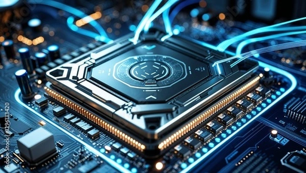 Obraz highly_futuristic_CPU_placed_on_an_advan