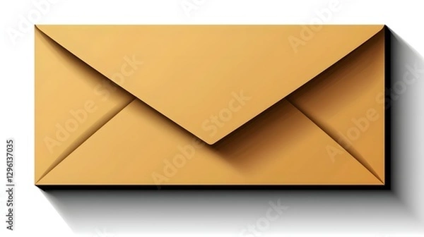 Fototapeta Brown Envelope with a Clean Design and Shadow Effect Isolated on White Background
