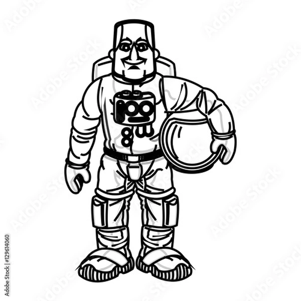 Fototapeta Astronaut cartoon icon. Spaceman cosmonaut pilot space and science theme. Isolated design. Vector illustration