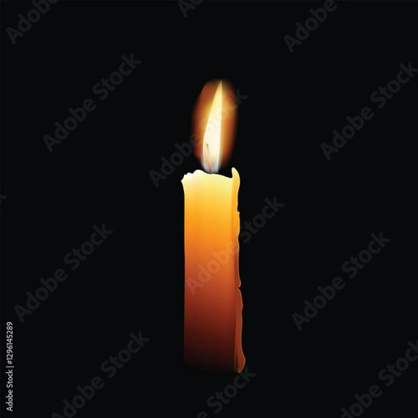 Obraz Burning Candle - Vector Illustration on Black Background